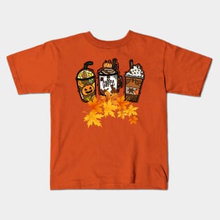 Pumpkin Autumn Coffee Sublimation Kids T-Shirt